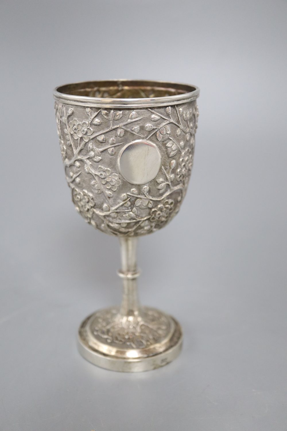 An early 20th century Chinese Export white metal goblet by Wang Hing, Hong Kong, 14.2cm, 159 grams.